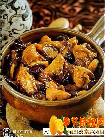 香菇焖鸡块菜谱图片